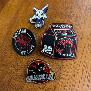 Set of Cat-Themed Enamel Pins